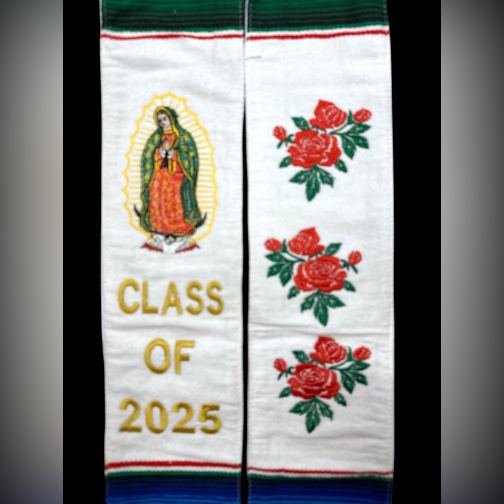 Guadalupe Graduation Stole Class of 2025 White - Picture 3 of 5